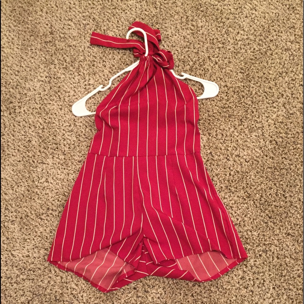 red and white romper